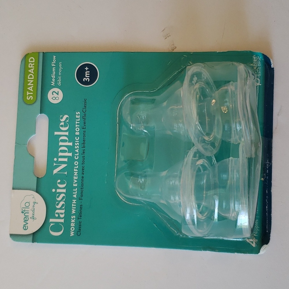 🖤5/$12 EvenFlo Feeding Classic Bottle Nipples Medium Flow Standard New